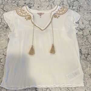 ESQUALO White Blouse with Gold Accents